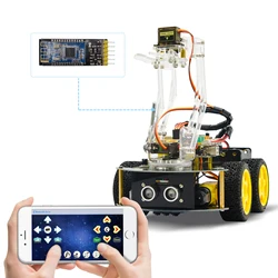 Keyestudio – Kit de démarrage de Robot Arduino 4x4, bras mécanique, voiture intelligente, bricolage électronique, projet de bricolage 