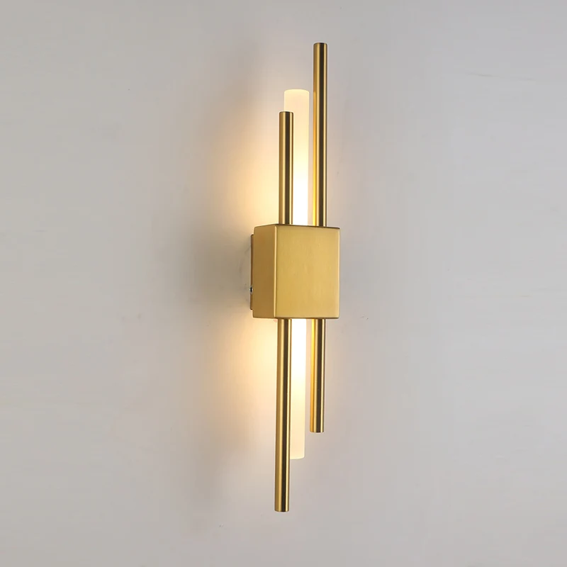 night lamp for bedroom wall Modern Stylish Bronze Gold And Black 50cm Pipe LED Wall Lamp For Living Room Hallway Corridor Bedroom Sconces Light Fixture wall light with switch Wall Lamps