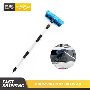 

Telescopic Car Wash Brush Water Through Aluminum Handle Extended To 165cm Adjust Switch 10 Inch Head Car Truck Brush Long Handle