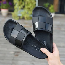 ENPLEI/летние шлепанцы; мужские пляжные сандалии; Вьетнамки в мозаичную клетку; летние шлепанцы; Мужская обувь для пары; размеры 36-46