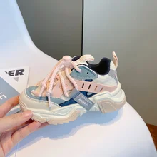 

Kids Sneakers 2022 Spring Boys Sports Running Chunky Trainers Girls Casual Fashion Breathable Thick Sole Children Shoes Platform