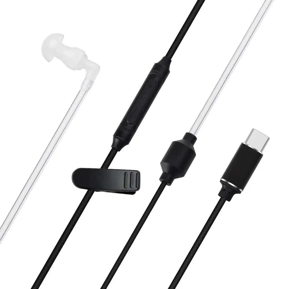 2pcs Hys Usb Type C Earpiece In Ear Acoustic Air Tube Security