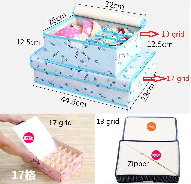 Моющийся Оксфорд ткань нижнее белье коробка для хранения складное нижнее белье шарф носок органайзер для одежды маленькая одежда 17 Сетка Коробка для хранения