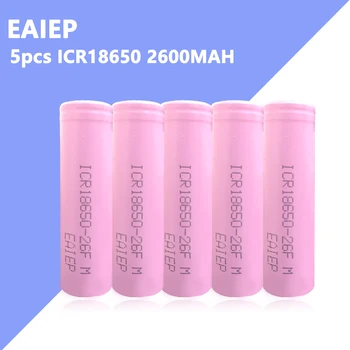 

5 PCS Original EAIEP 18650 battery low-self discharge ICR18650 2600mAh li-ion rechargeable battery for flashlight&Shaver