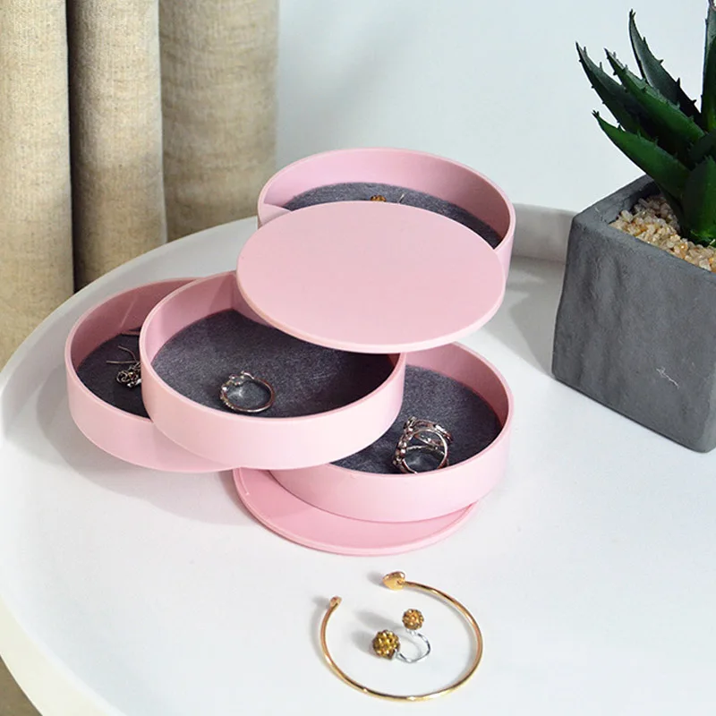 4 Colors ABS 4 Layer Jewelry Storage Box Rotatable Bedroom Cloakroom Jewelry Cosmetic Box With Lid For Women To Experience Best