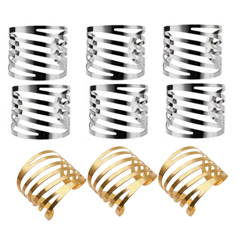 Napkin Ring 9-Piece Metal Holder Party Dinner Christmas Table Decoration Hollow Round Design | Дом и сад