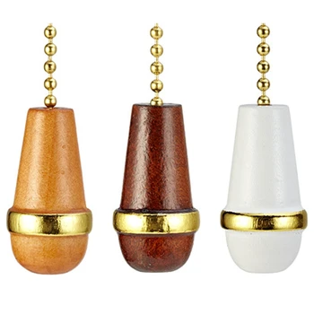 

6Pcs Fan Pull Chain Decorative Light Pull Chains Extension Bronze with Natural Wood Knob Pendant for Lighting Ceiling Fan