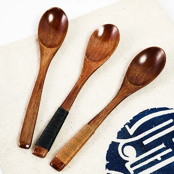 

Long Handle Wooden Spoon Japanese Style Natural Wood Coffee Tea Soup Spoons Stirring Spoon Cooking Catering Scoop Cook Tools