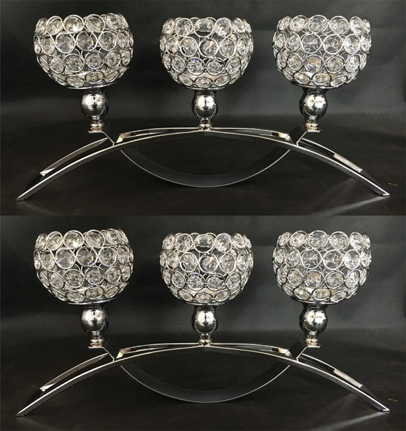 Silver 2Pcs Креативный арочный мост, модельный Золотой Серебряный хрустальный металлический подсвечник для дома, отеля, свадебные принадлежности, подсвечник - Цвет: Silver 2Pcs