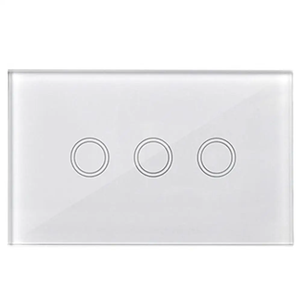 

US Wall Light Touch Switch Panel On/Off Sensor Three Gang One Way Waterproof Home 240V Controller Switch Plate