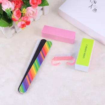 

6Pcs Nail Files Nail Manicure Kit Brush Durable Buffing Grit Sand Nail Trimming Accessories Polish Tools (Random Color)