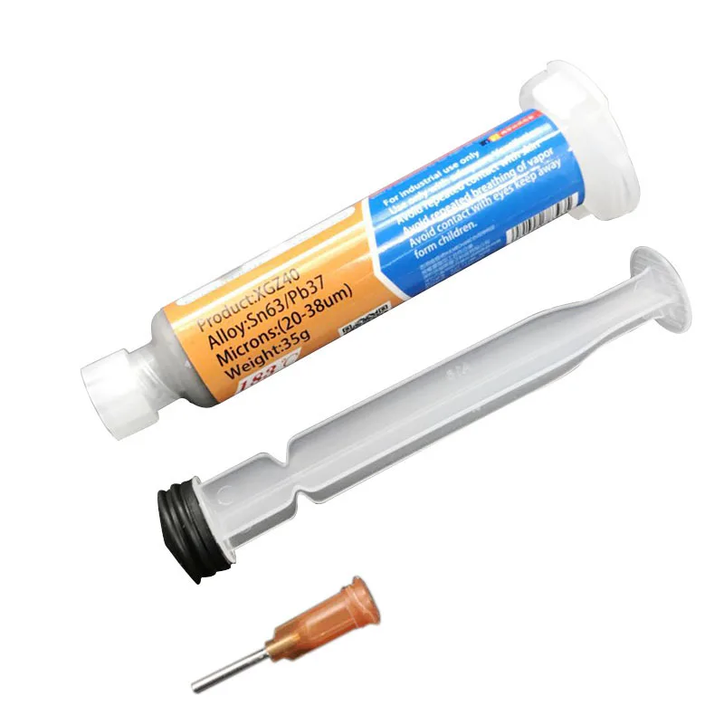 Xg-z40 Solder Paste Flux  10cc Needle Shaped Sn63/Pb37 25-45um Syringe to Mobile Phone Repair Computer Services Industry 2pcs lot needle shaped xg z40 solder paste flux sn63 pb37 25 45um syringe to mobile phone repair computer services indust