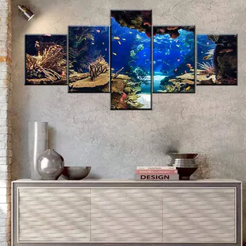 

5 Piece Canvas Wall Art Tropical Fish Picture Underwater World Paintings Undersea Coral Reef Artwork HD Prints Home Modern Decor