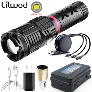 

4-core XHP90.2 4 Colors High Quality Led Flashlight Torch Aluminum Zoom Lantern USB Rechargeable Powerbank 3pcs 18650 Battery