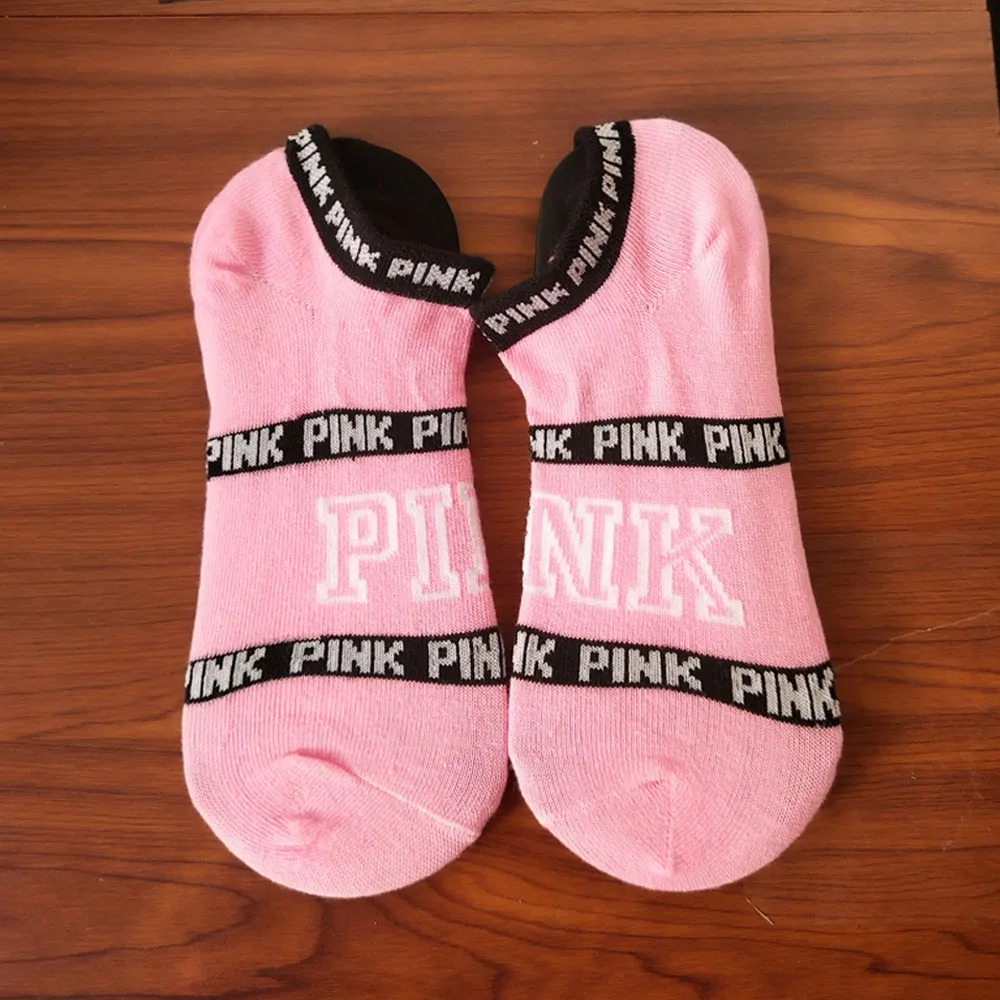 Hot Motion Socks Pink Socks New Unisex Cotton Mix Random Harajuku Creative Happy Casual Sports Short Ankle Pink Letters Socks