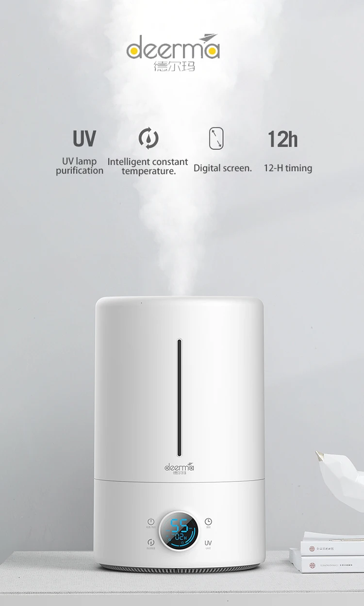 5л Xiaomi Deerma увлажнитель УФ-лампа очистка воздуха увлажнитель воздуха спальня офис 12 ч синхронизация очистки воздуха сенсорная версия