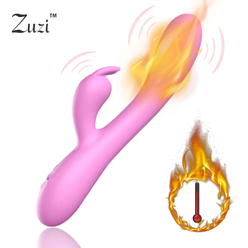 Нагрева Rabbit Vibrator Стимуляция клитора G-spot взрослые секс-игрушка зарядка через USB
