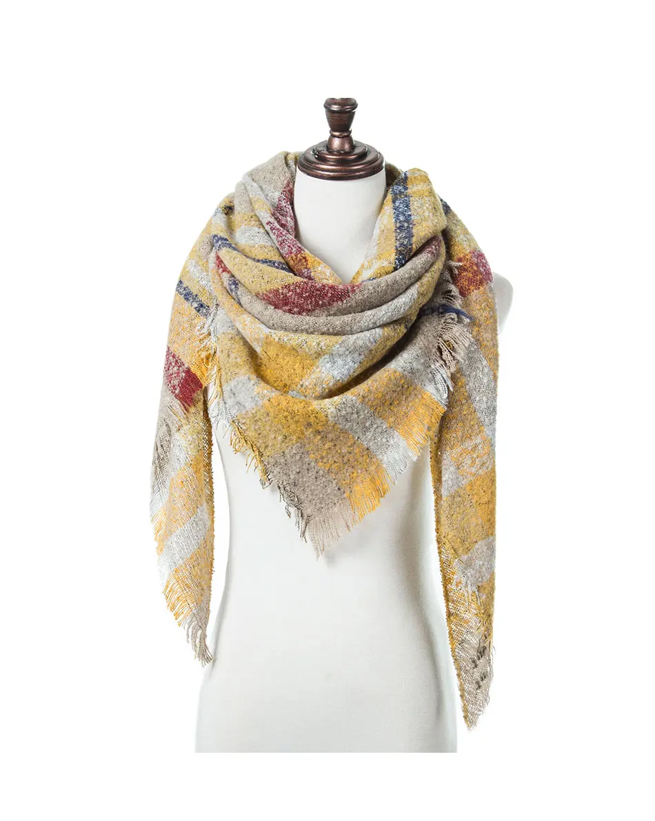 Evrfelan новые зимние шали шарф для женщин большой размер утолщаются зимние аксессуары для шеи клетчатый узор зимние шарфы дропшиппинг