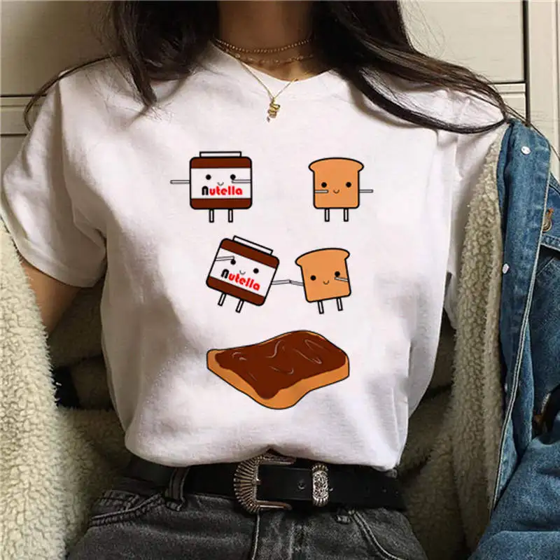 Nutella Футболка с принтом женская летняя Harajuku Ullzang новая футболка Милая футболка с графическим рисунком футболки - Цвет: 7
