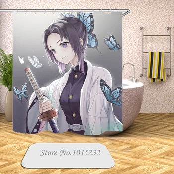 

Kimetsu no Yaiba 3D Print Demon Slayer Anime Shower Curtain Polyester Fabric Bathroom Curtain Waterproof Hook Bath Curtain 18