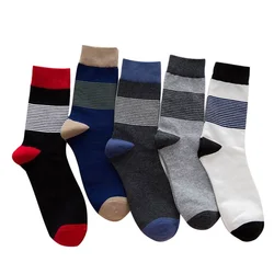 New Style Middle Stockings Fashionable Business Comfortable Cotton Men Striped Crew Socks