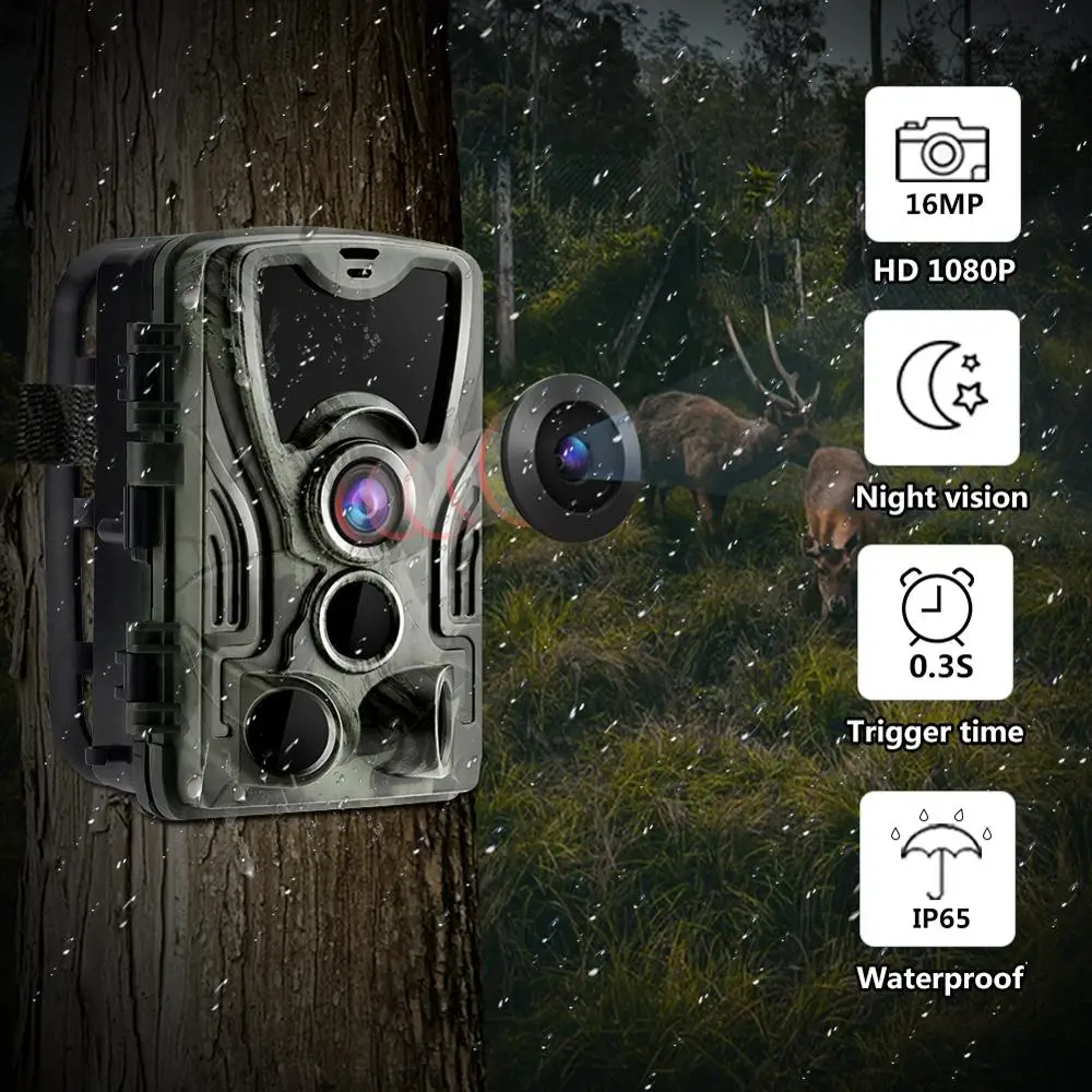 HC801A Hunting Trail Camera Wildlife Camera With Night Vision 16MP 0.3s trigger Motion Activated Outdoor Trail Camera Trigger