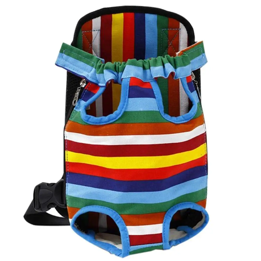 Seven-color stripes Воздухопроницаемая переноска для питомцев сумка моющаяся сетка коляска для собак рюкзак полиэстер путешествия на открытом воздухе ручка отверстия пакет сумки - Цвет: Seven-color stripes