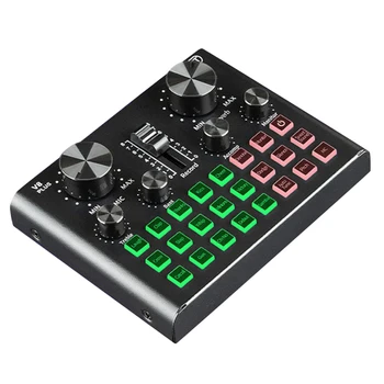 

V8 Plug Sound Card for Live Streaming Voice Changer Sound Card with Multiple Sound Effects, o Mixer for Recording