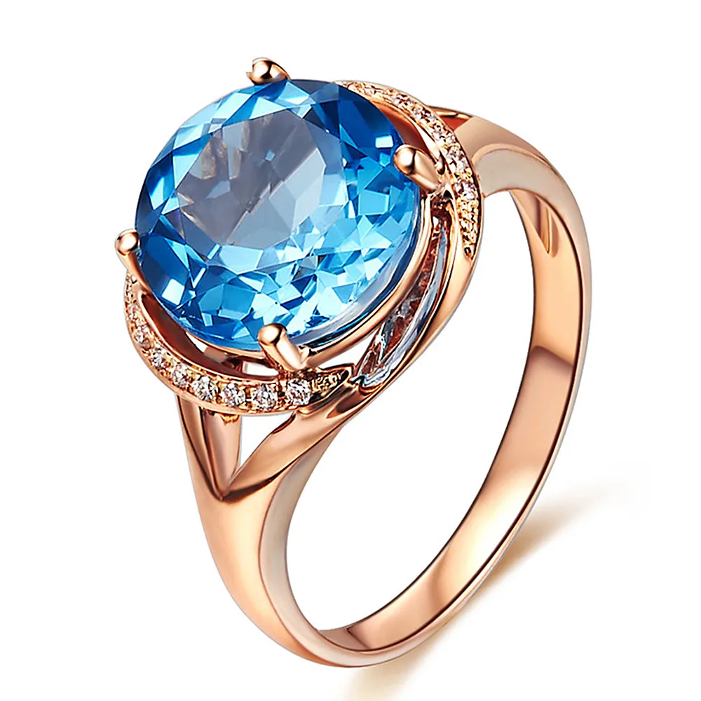 Diamonds Rings Jewelry Fashion Blue Crystal Zircon Rings Women Rose