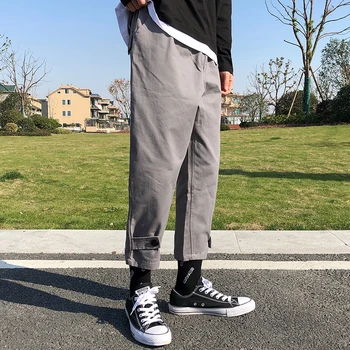 

2020 Spring And Autumn New Youth Popular Solid Color Harem Pants Fashion Loose Large Size Nine Points Casual Pants Gray / Black