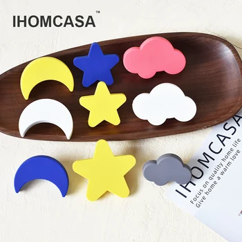 IHOMCASA Cute Heart Star Moon Cloud Rubber Children Door Handles Kitchen Cabinet Knob Wardrobe Furniture Handle Drawer Pulls