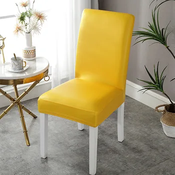 

4/6 Pcs PU Leather Fabric Solid Color Chair Cover Waterproof Dining Seat Chair Covers Hotel Banquet Seat Covers Chair Protector