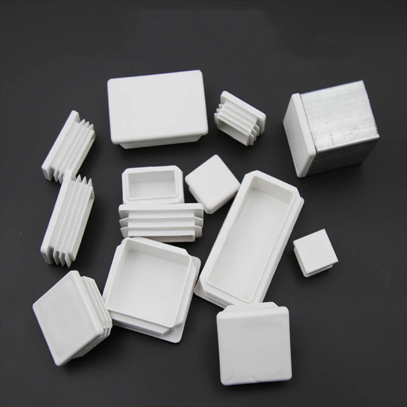 Rectangle/Square White Plastic Blanking End Cap Pipe Inserts Plug Bung Steel Leg Stopfen 15x15mm to 50x100mm