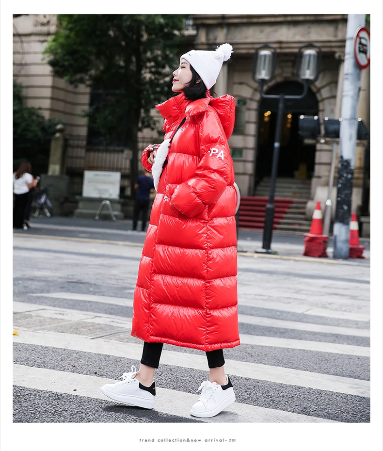 Новое модное зимнее пальто женское длинное пуховое пальто с капюшоном плюс размер Толстая теплая куртка Женское пальто свободная стеганая куртка