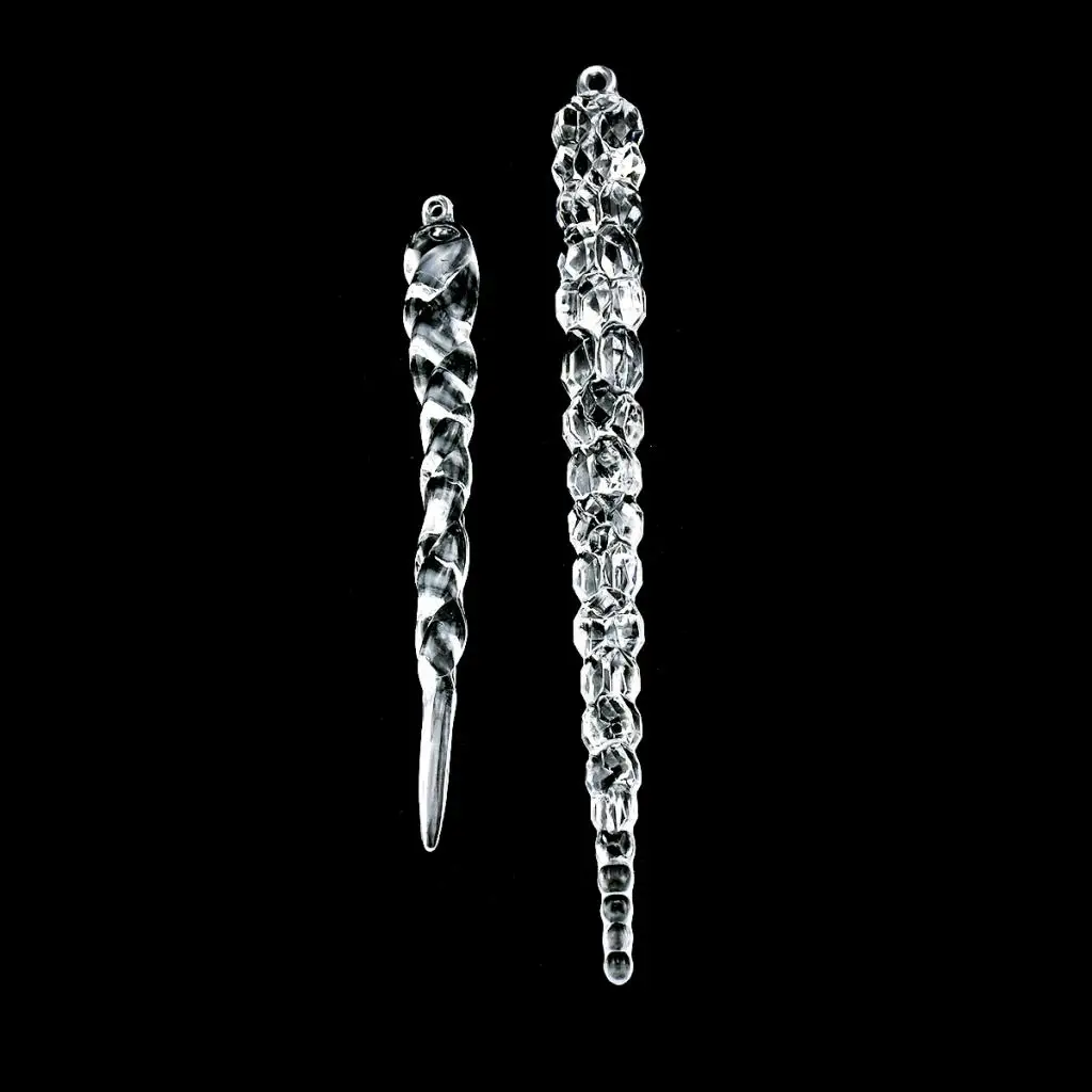 12 Pieces Clear Acrylic Icicle Ornaments Christmas Tree Hanging Crystals Decoration, 12 & 15cm