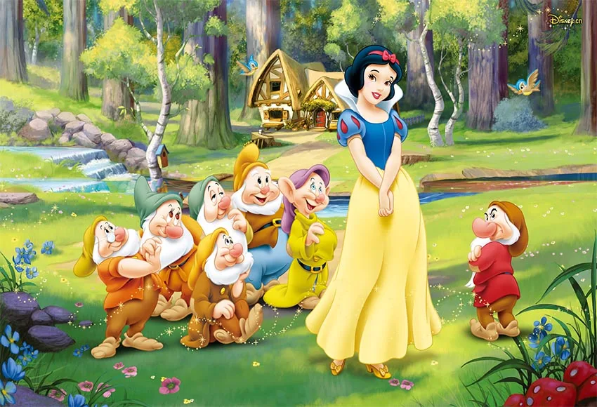 7x5ft Beautiful Snow White Seven Dwarfs Woodland Forest Bird Custom Photo Studio Background Backdrop Vinyl Banner 220cm x 150cm |
