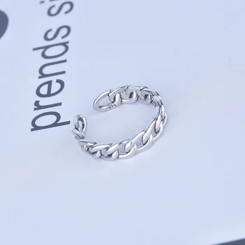 

Exquisite vintage S925 Thai punk chain opening adjustable jewelry unisex wedding engagement wedding ring