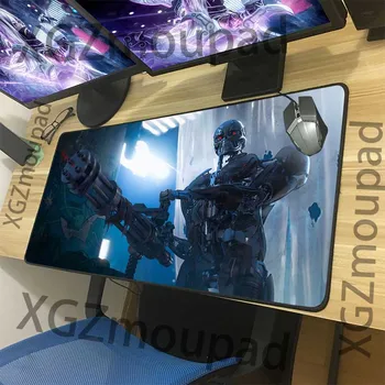 

XGZ Customized Large Mouse Pad Black Lock Edge Cool Robot Movie Computer Personality Table Mat Rubber Non-slip 900x400/600x300