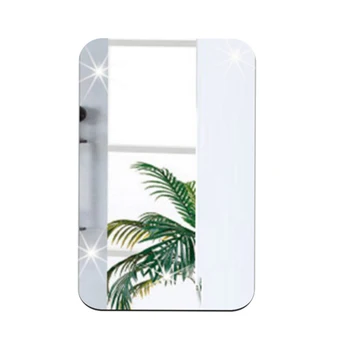 

Wall Sticker 3D Mirror Effect Removable Rectangle Oval Background Decoration for Home DIN889