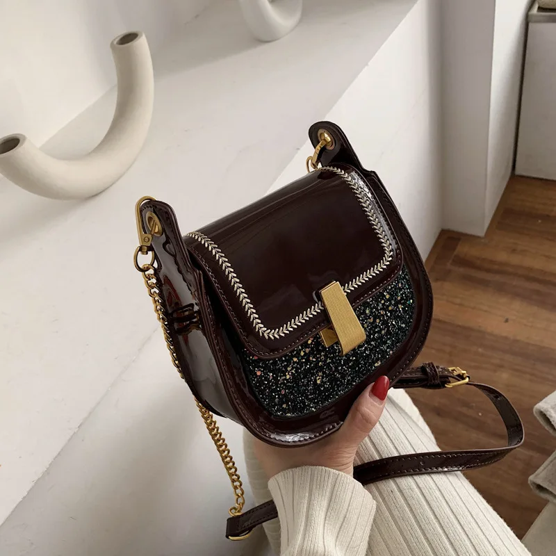 

Retro Hong Kong Style Small Bag 2019 Winter New Style Fashion Korean-style Versitile Fashion Textured Crossbody Bag Saddle Bag