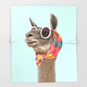 

Warm Throw Fashion Lama Blanket For Couch Hiking Picnic Thick Quilt Fashionable Bedspread Cartoon Animals Fleece Throw Blanket