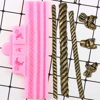 

Ropes and Knots Border Silicone Molds Cupcake Topper Fondant Cake Decorating Tools Cookie Baking Candy Chocolate Gumpaste Moulds