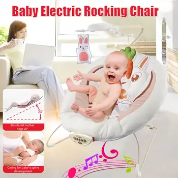 

Cartoon Rabbit Image Safety Baby Electric Rocking Chair Cradle Baby Comfort Metal Rocking Chair Multi-function Baby Bassinet