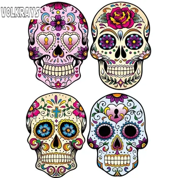 

Volkrays 4 X Cool Car Sticker Mexican Sugar Skull Classic Combination Accessorie PVC Decal for Volvo Honda Civic Lada,7cm*10cm
