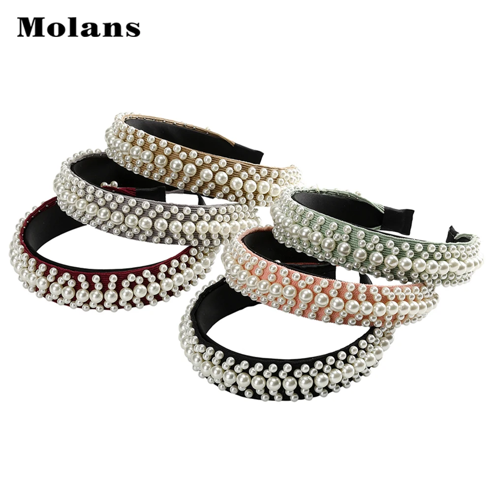 

Molans Irregular Artificial Pearl Head Bezel For Female Knitted Comfortable Women Hair Accessory Many Colors Optional Headwear