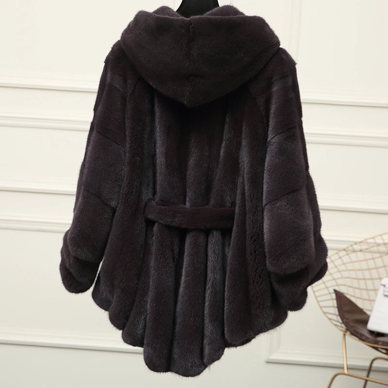 inverno новая полностью из норки шуба longa seque das mulheres balancha onda Da Moda com capuz casaco de pele de vison