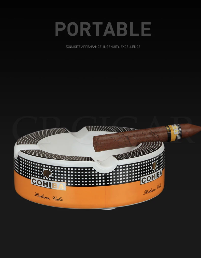 COHIBA пепельницы Керамика большой сигарная пепельница роскошный дом пепельница круглый стержень для 4 сигары держатель подставки пепельница, для курения лоток Cenicero
