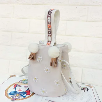 

SutaSuta Handmade Women's Chinese Embroidered chrysanthemum handbag Bucket Bag Small Fresh Lovely Shoulder Messenger Bag