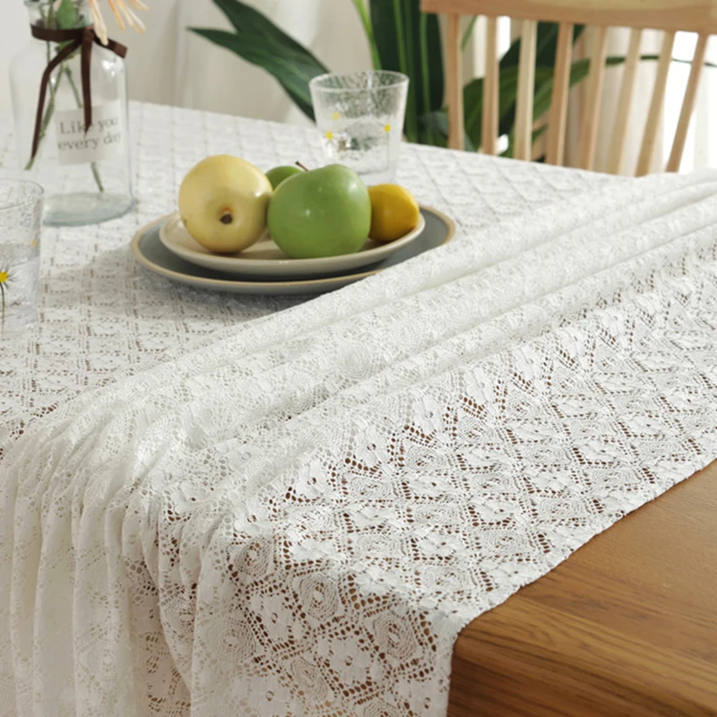  White Vintage Table Cloth Wedding Decor Lace Tablecloth Jacquard Table Cover Party Decorative Tea T