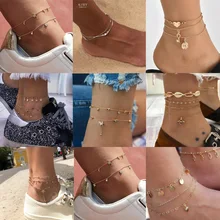 Alixuy 9 видов стилей богемные бусы браслет на лодыжку звезда для женщин Блестящий кристалл сердце браслет-подвеска на ногу браслеты на ногу пляжные украшения Новинка